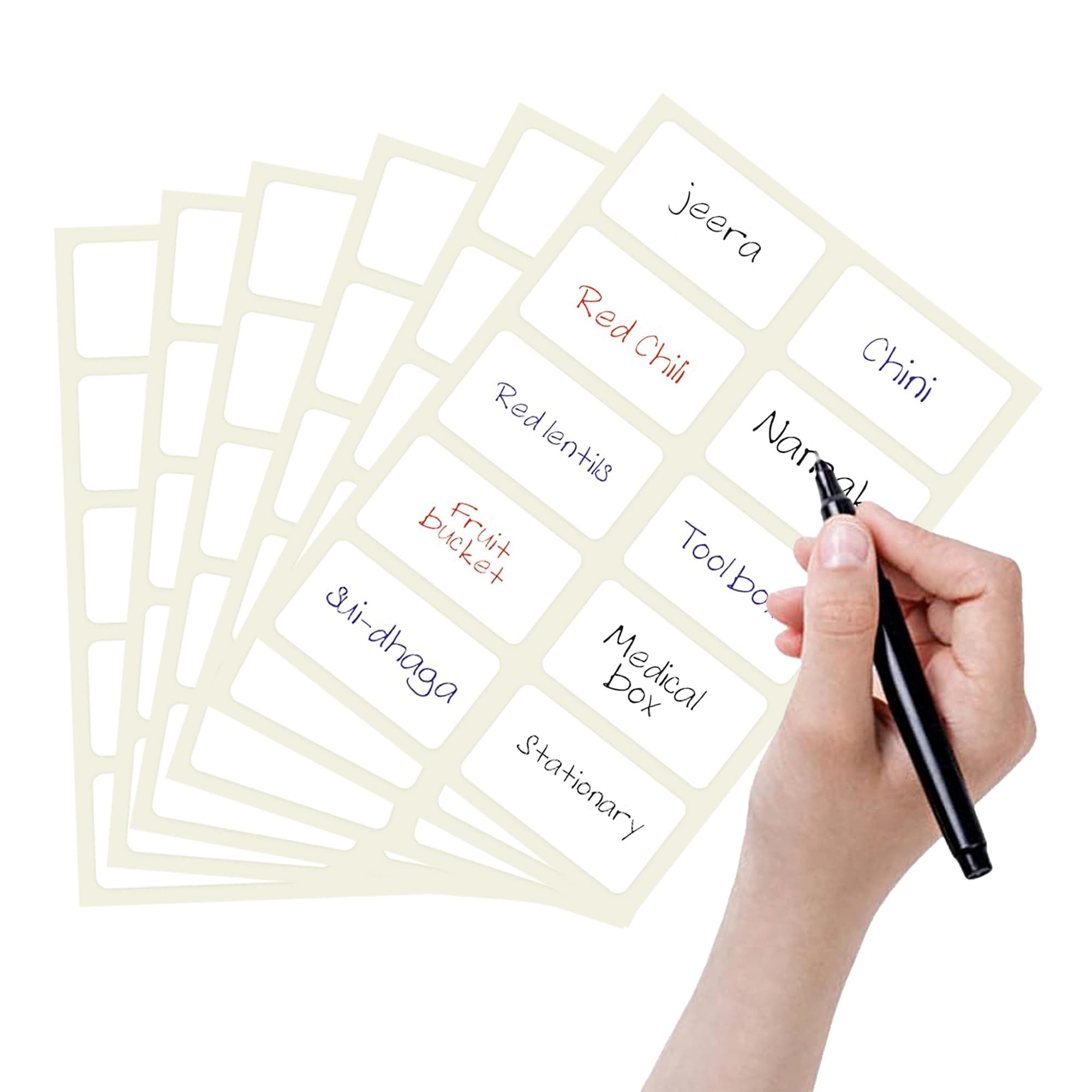 GLUN ® 200 Pcs Waterproof Pearl White Vinyl Labels Self Adhesive Elegant, Residue-Free Stickers for Crafting, Office Organization, and Kitchen Labels (50x25mm, Strong Adhesive)