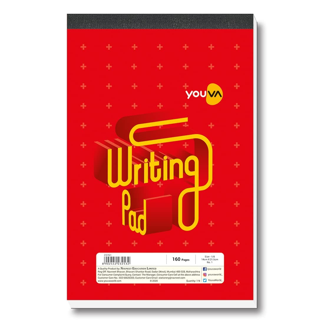 YOUVA Navneet Patti Bound Writing Pad | Compact Notebook | 18 x 21.5 cm | Single Line | 160 Pages | Pack of 6