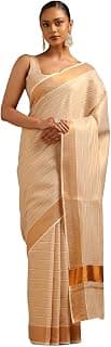 Soch Womens Tissue Striped Kasavu Saree