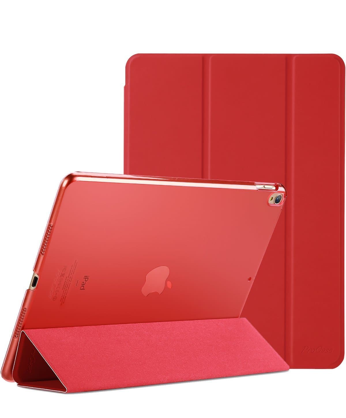 MOCA [Translucent Back] Smart Flip Cover Case for iPad Air 2 A1566 A1567 (2014 Launched) iPad Flip Cover Case (~Red)