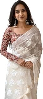Women's Chanderi Embroidered Saree Chanderi Lotus-New