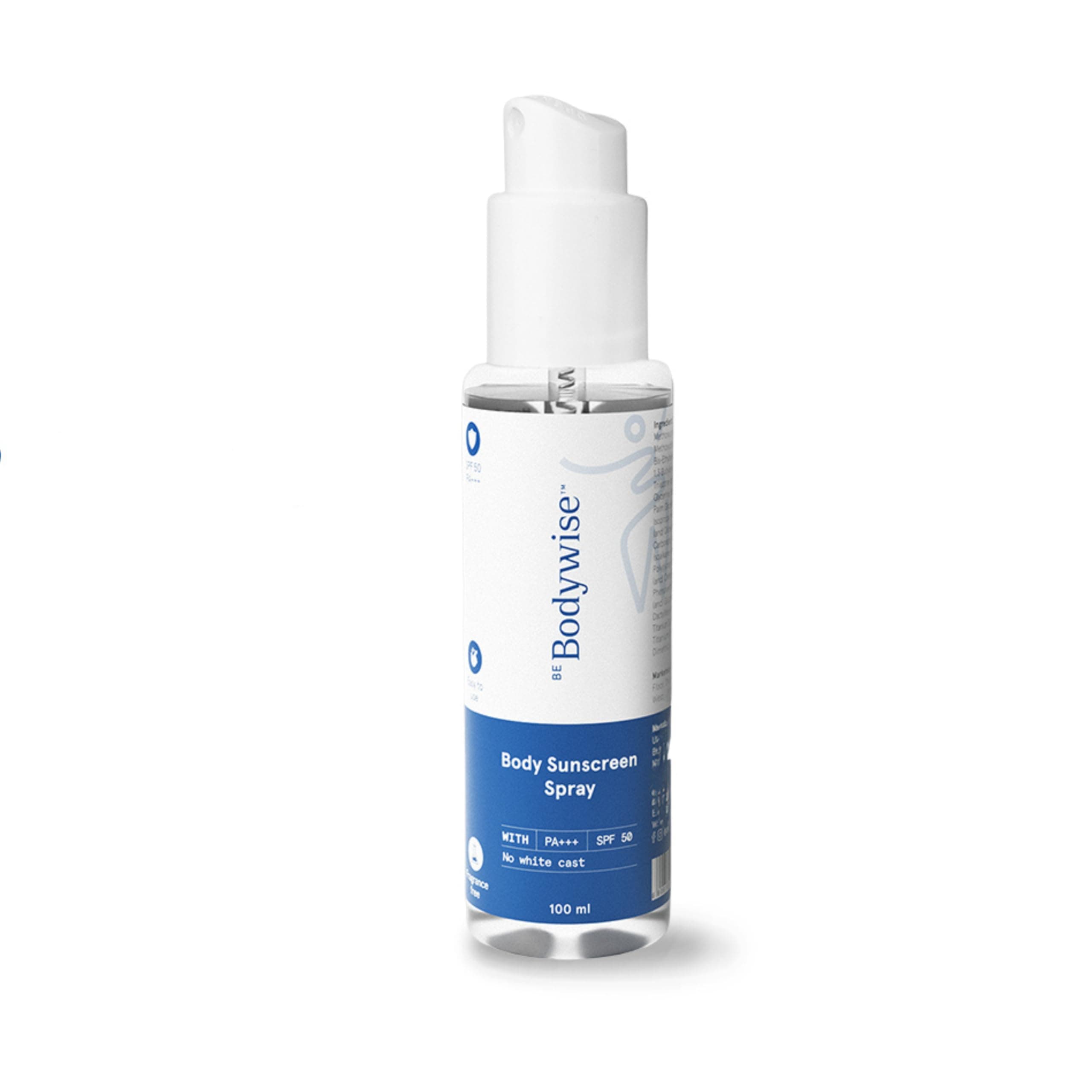 Be Bodywise Sunscreen Spray SPF 50 PA+++ 100ml | With SunCat DE Technology | Protects Skin from UVA/UVB Rays & Slows Down Signs of Aging | 1% Niacinamide, 1% Red Algae & 2.5% Glycerin | Fragrance Free