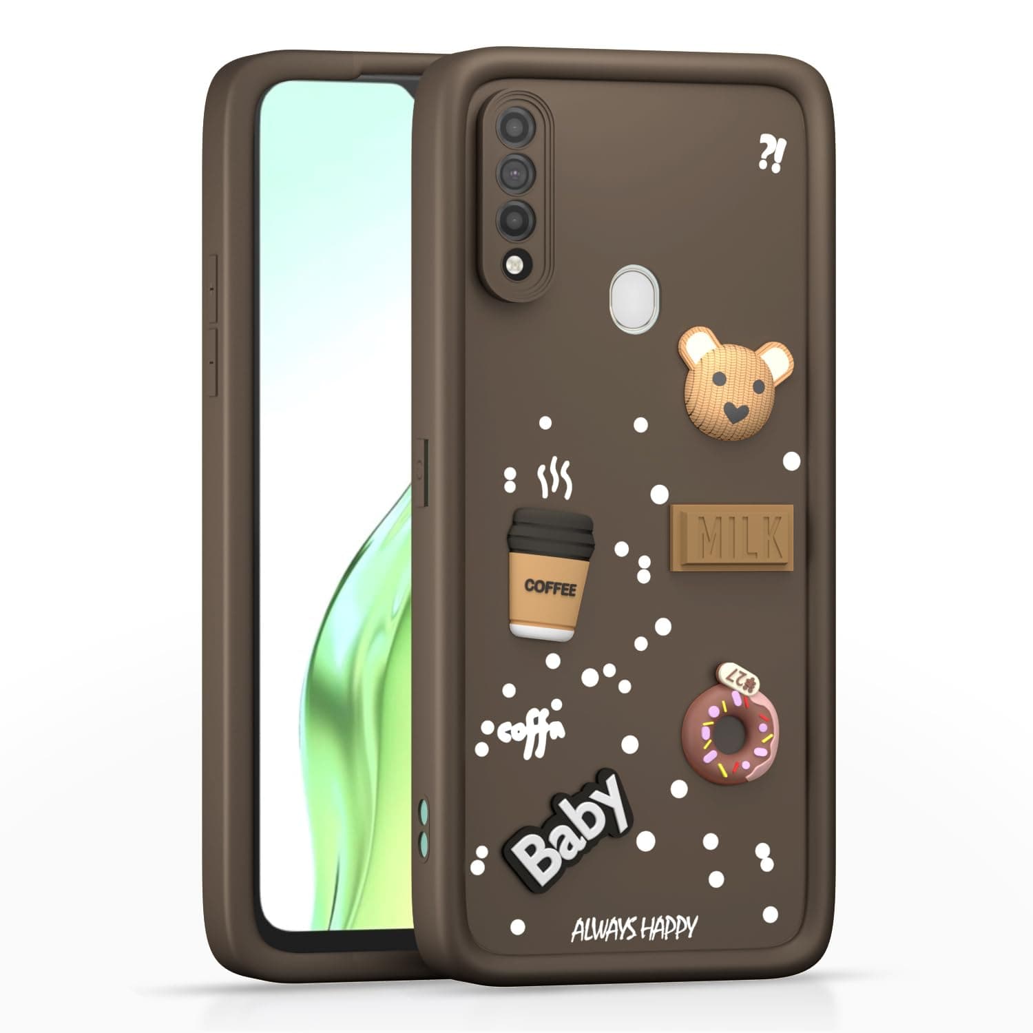 Amazon Basics Back Cover for Oppo A31 | Cute Fun Cartoon 3D Bear Silicone Full Body Protection Bumper case (Brown)