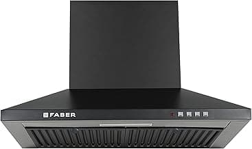 Faber Pluto 60 cm 1000 m³/hr Wall Mounted Kitchen Chimney | Baffle Filter | Push Button | LED Lights | 1 Year Comprehensive Warranty and 12 Years on Motor | Black | HOOD PLUTO PB BF BK 60