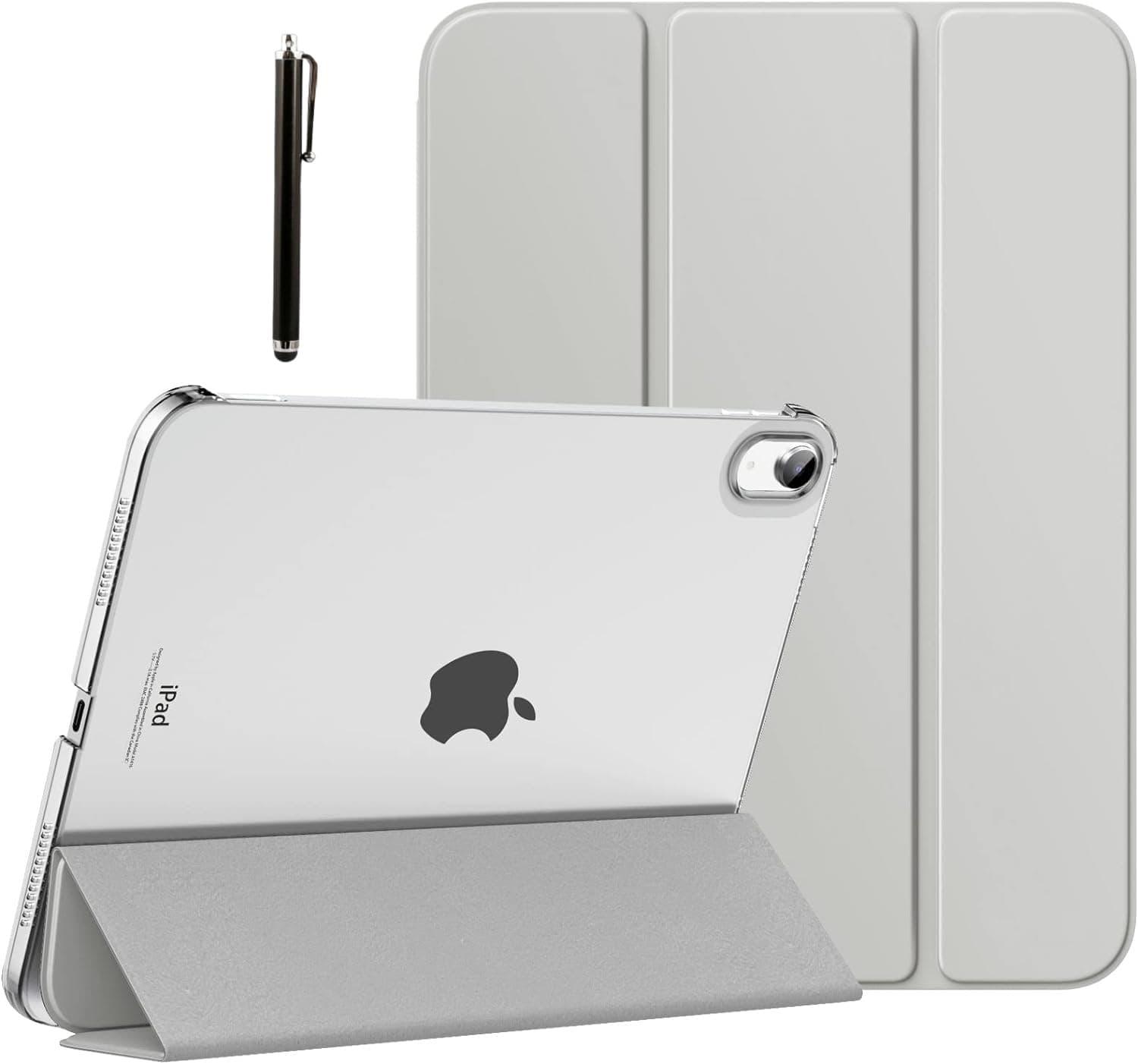 ProElite Cover for Apple iPad (A16) 11th/10th Generation (2025/2022) Cover Case, Transparent Smart case for iPad 11th/10th Gen 2025/2022 (Supports Auto Sleep Wake) with Stylus Pen, Grey
