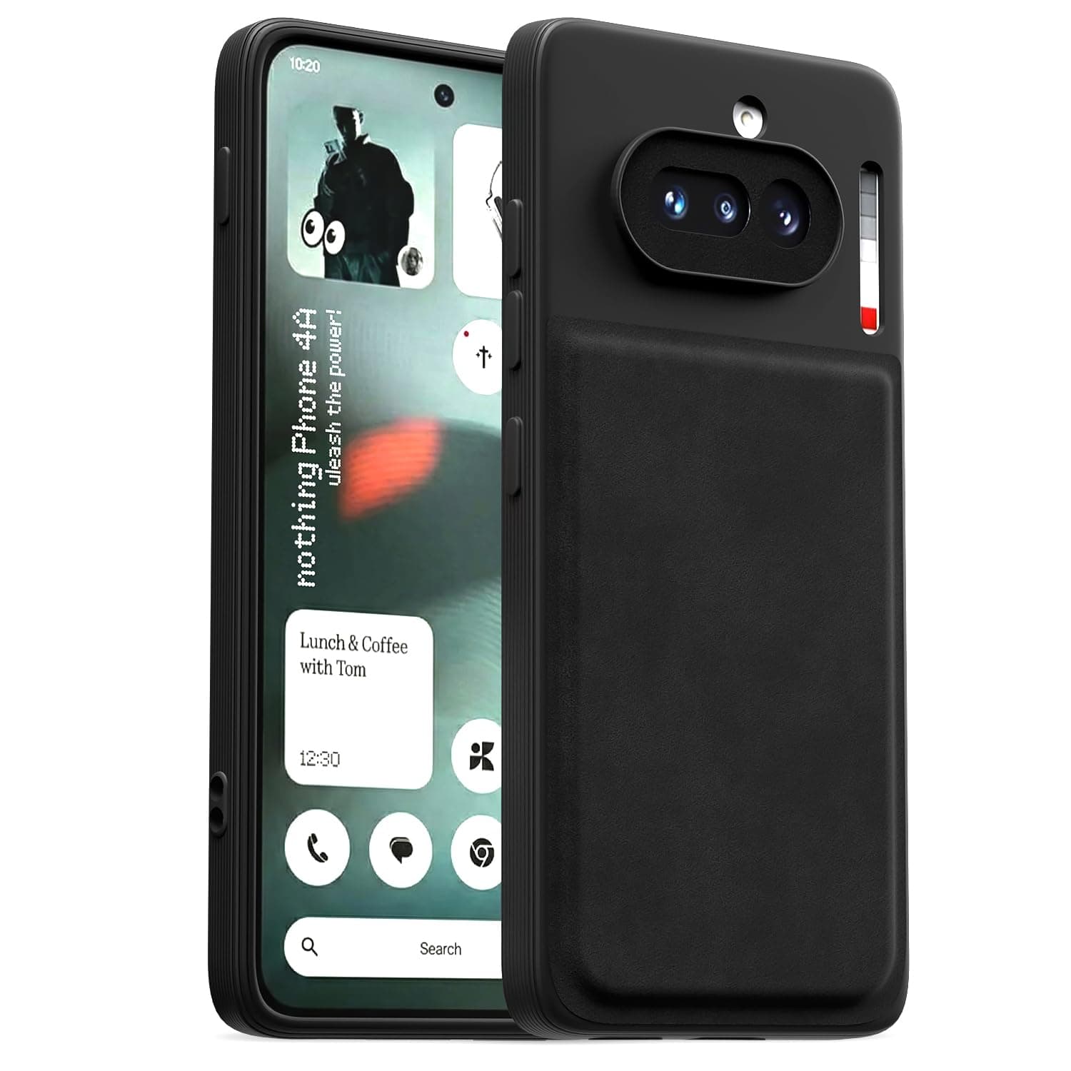 Amazon Basics Back Cover for Nothing Phone 4a 5G | Premium PU Leather | Soft Touch Finish | Full Camera Protection | Raised Edge Bumper Case (Black)