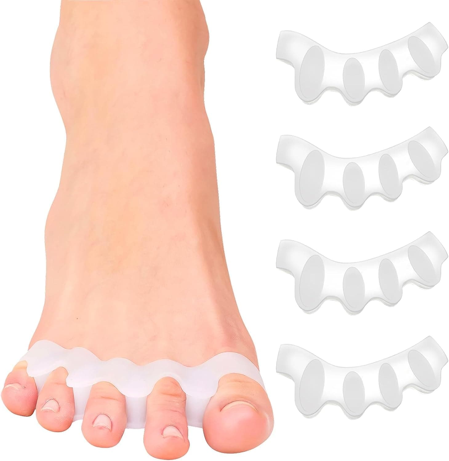 Toe Separator for Feet Toe Spacers Correct Toes Yoga Silicone Hammer Toe Corrector for Women & Men Correct Toe Straighteners for Overlapping Toes (Toe Separator,1 PAIR (2 PCS)) (WHITE)