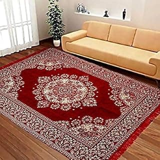 JVK Heavy Fabric Velvet Touch Bedroom, Hall, Living Room, Drowing Room, Yoga Hall Designer Velvet Carpet |60" Inch X 84" Inch | 5 Feet X 7 Feet I 150 Cm X 210 Cm (Maroon), Large Rectangle