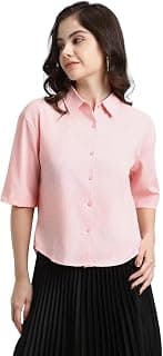 FOREVER 21 Women's Solid Regular Fit Shirt (FWA23CDRF0079_Pink