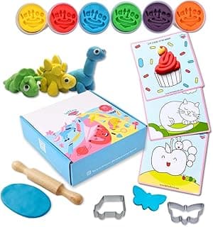 Lattooland Timeless Clay Dough Kit | Chemical Free Clay | Taste-Safe, Non-Toxic, Multi-Sensory Dough Play Set for Kids 1.5 Years+ | 6 Colors, 3 Tools, 3 mats