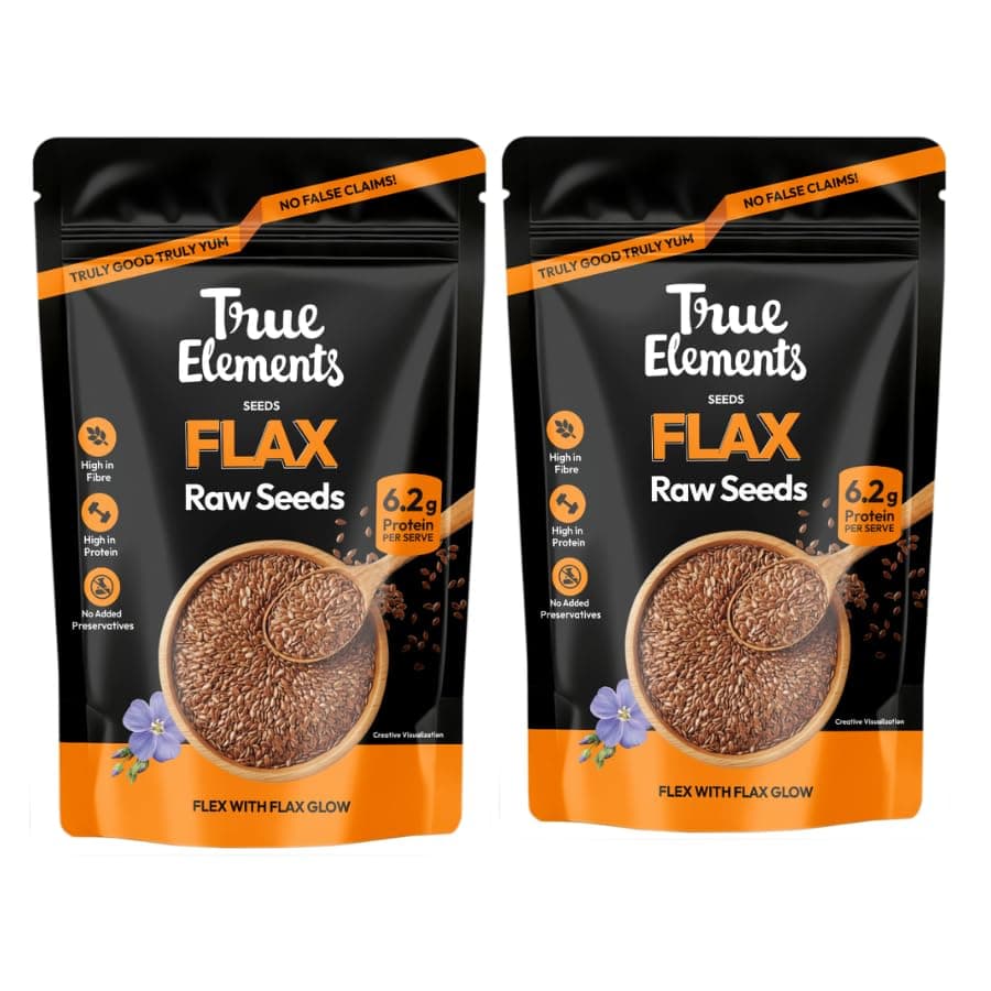 True Elements Raw Flax Seeds (250g * Pack of 2) | Alsi Seeds | Flax Seeds for Hair Growth | Raw Seeds for Eating | Rich in Protein