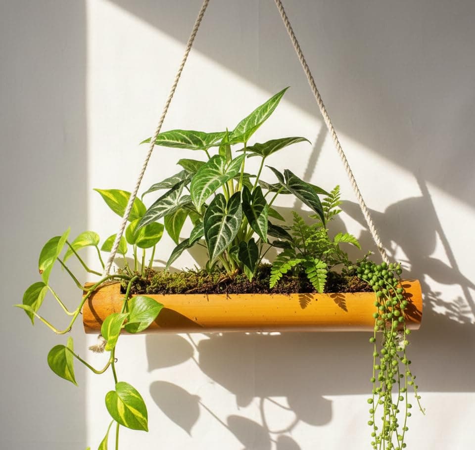 WATIKA CRAFT Wall Hanging Bamboo Planter for Indoor & Outdoor Eco-Friendly Planter Wall Hanging Pot