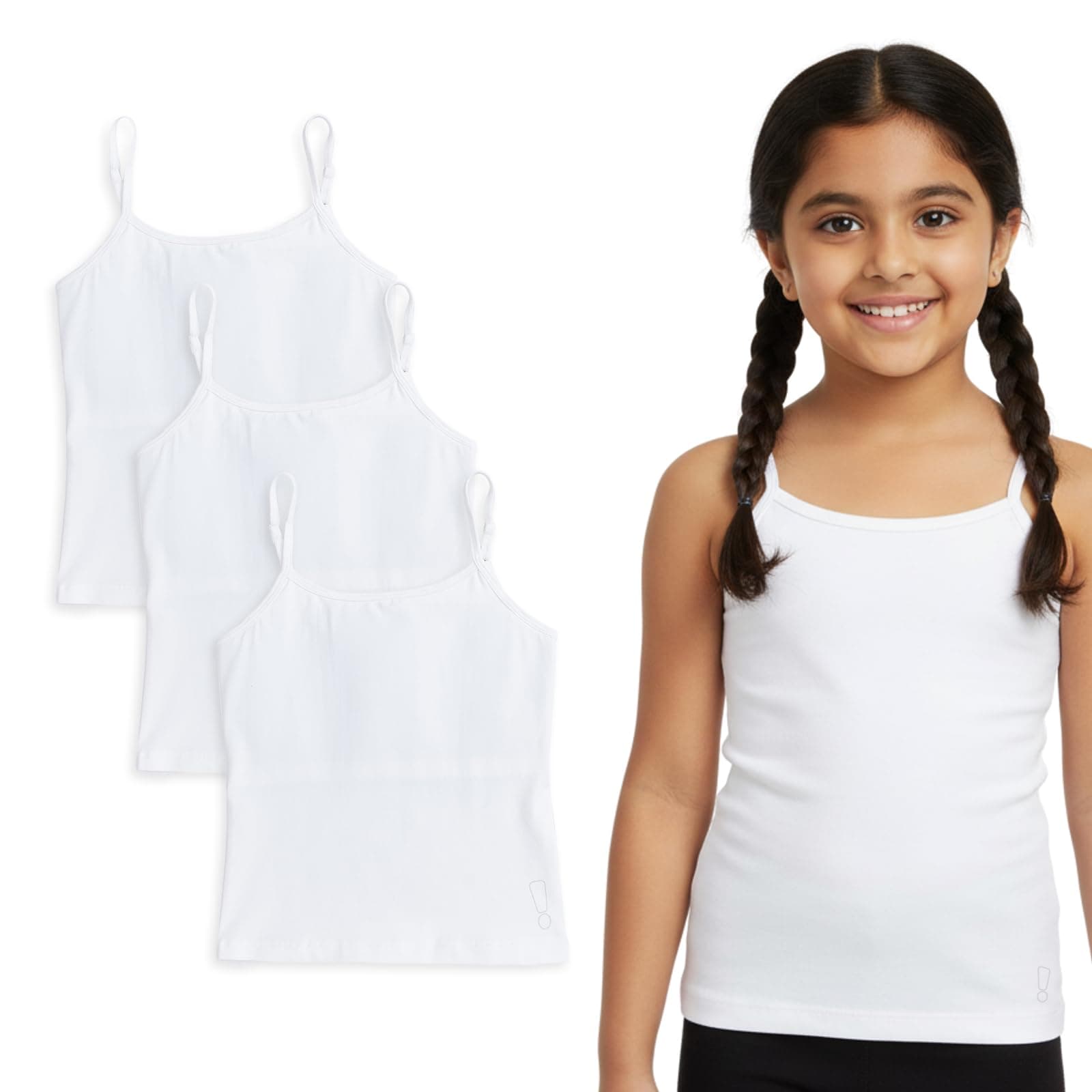 YouGotPlanB Cotton Padded Camisole | Pack of 3 | Ages 8-16 Years | Built-in Light Padding | Full Coverage | Ideal for School
