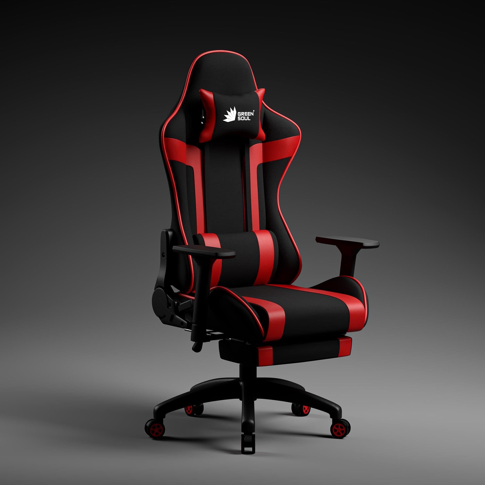 Green Soul Raptor Pro Racing Edition | Ergonomic Gaming Chair with Massager & Legrest | Premium PU Leatherette | 3D Armrest | Lumbar Pillow | 3 Year Warranty | (Red & Black)
