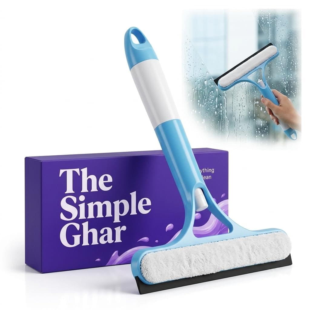 THE SIMPLE GHAR 3-in-1 Window Cleaning Wiper – All-Purpose Kitchen Platform & Glass Squeegee Wiper Multi-Surface Window, Car, Bathroom, Mirror & Glass Cleaner Tool for Home, Kitchen & Office