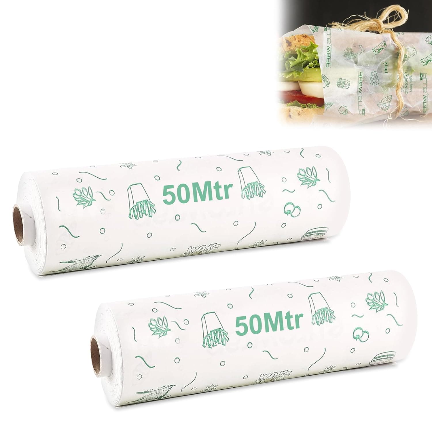 GLUN® Butter Paper Roll, (Pack of 2) 1Kg Pack 100% Non-Coated Non-Stick Butter Wrapping Paper Roll 40 GSM Thickness for Wrap Food Items