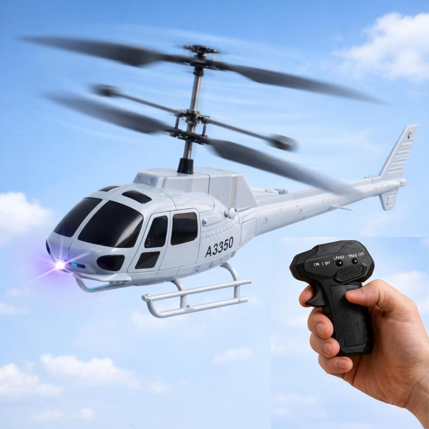 KIDZYMON® RC Helicopter with Hand Gravity Sensor, Flying Remote Control Helicopter Toy, Rechargeable with 3D Light & Safety Sensor for Kids Age 4+ Years, Pack of 1
