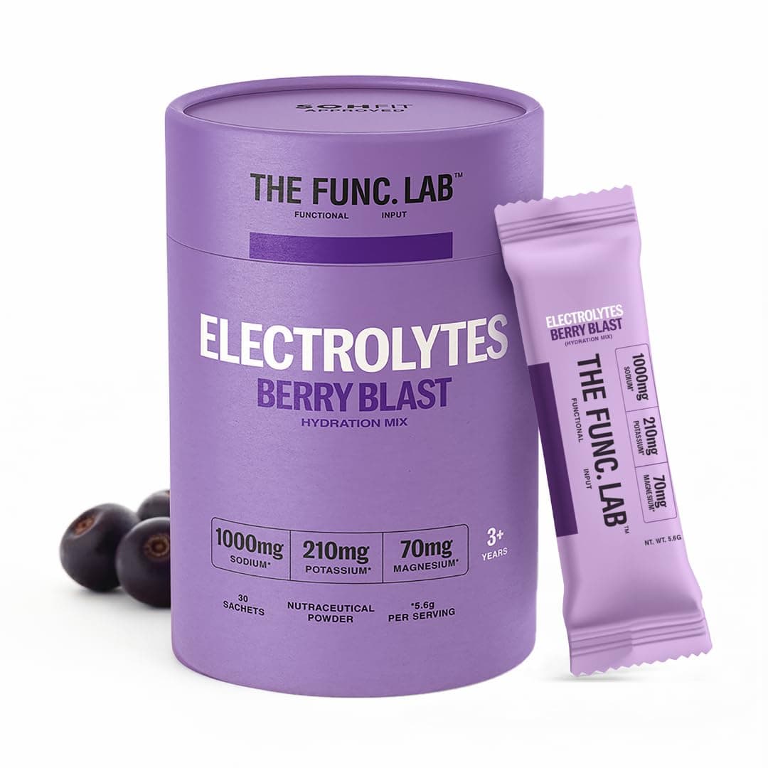 The Func. Lab Daily Electrolytes -Salty Berry Blast | 30 Sachets | Instant Hydration Powder with Sodium, Potassium, Magnesium | Sugar-Free, No Preservatives | Instant Energy, Performance & Recovery Drink
