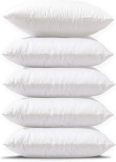 Kuber Industries (Set of 5) Premium Soft & Fluffy Sofa Pillow Cushions 16 inch x 16 inch | Microfiber Filled Throw Pillows for Diwan & Living room | Lightweight Square Bed Takiya & Cot Pillows (White)
