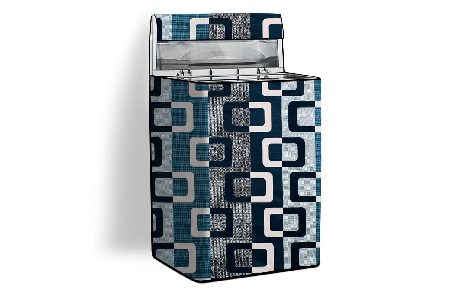 Stylista PVC Washing Machine Cover Compatible for Samsung 8 Kg Fully Automatic Top Loading WA80T4560BM/TL, Lattice Pattern Blue