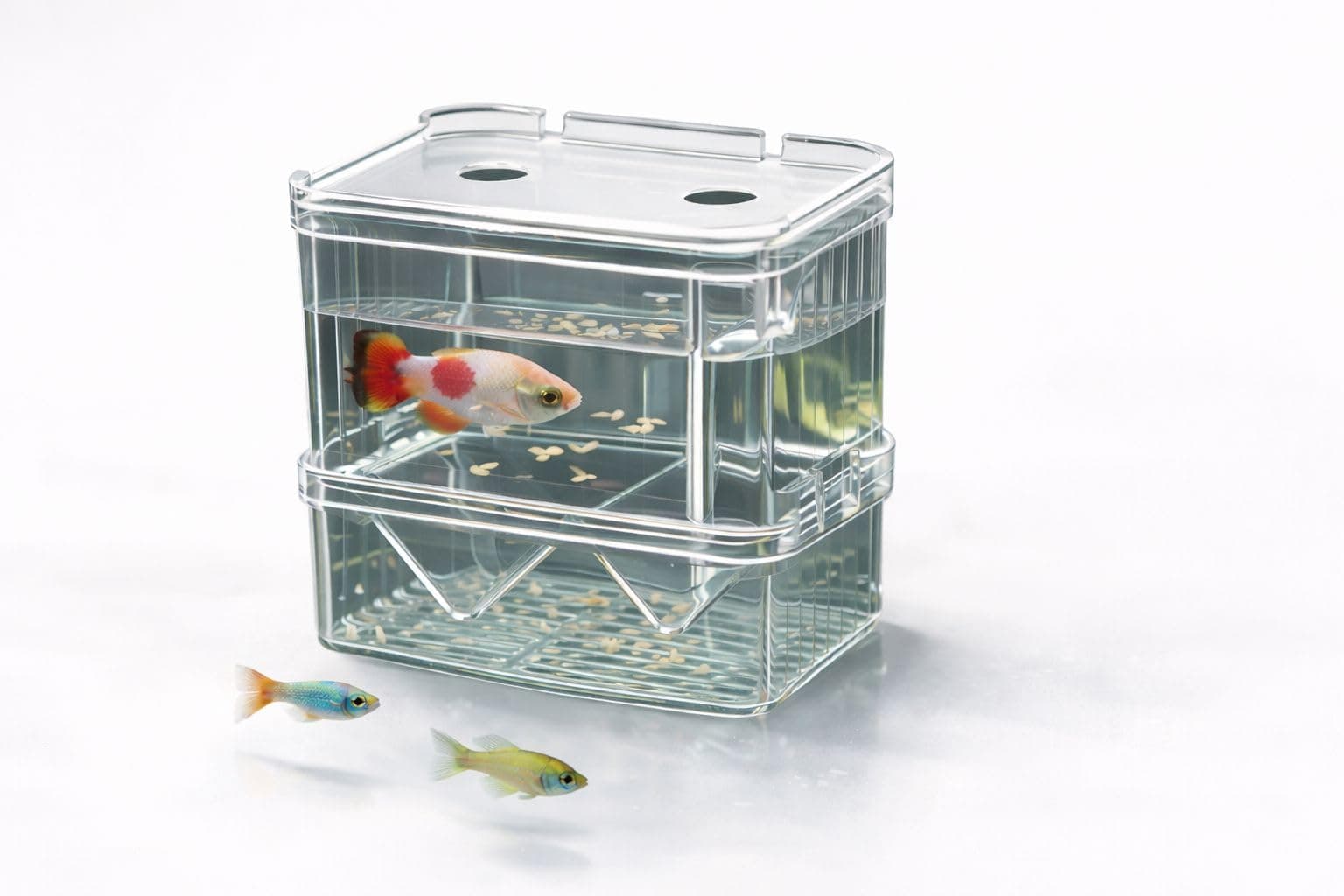 Aquarium Breeding Box, Single Layer Fish Tank Isolation Box with Divider, Clear Acrylic (Small)