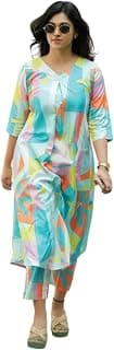 Asmeriyo Women Printed Co Ord Set with Side Pocket | Women 2 Pic Kurta Set I Fancy Kurta Set | Stylish Kurti Outfit | Co-Ordination Wear | Festive and Casual wear (216-C-D-19-02)