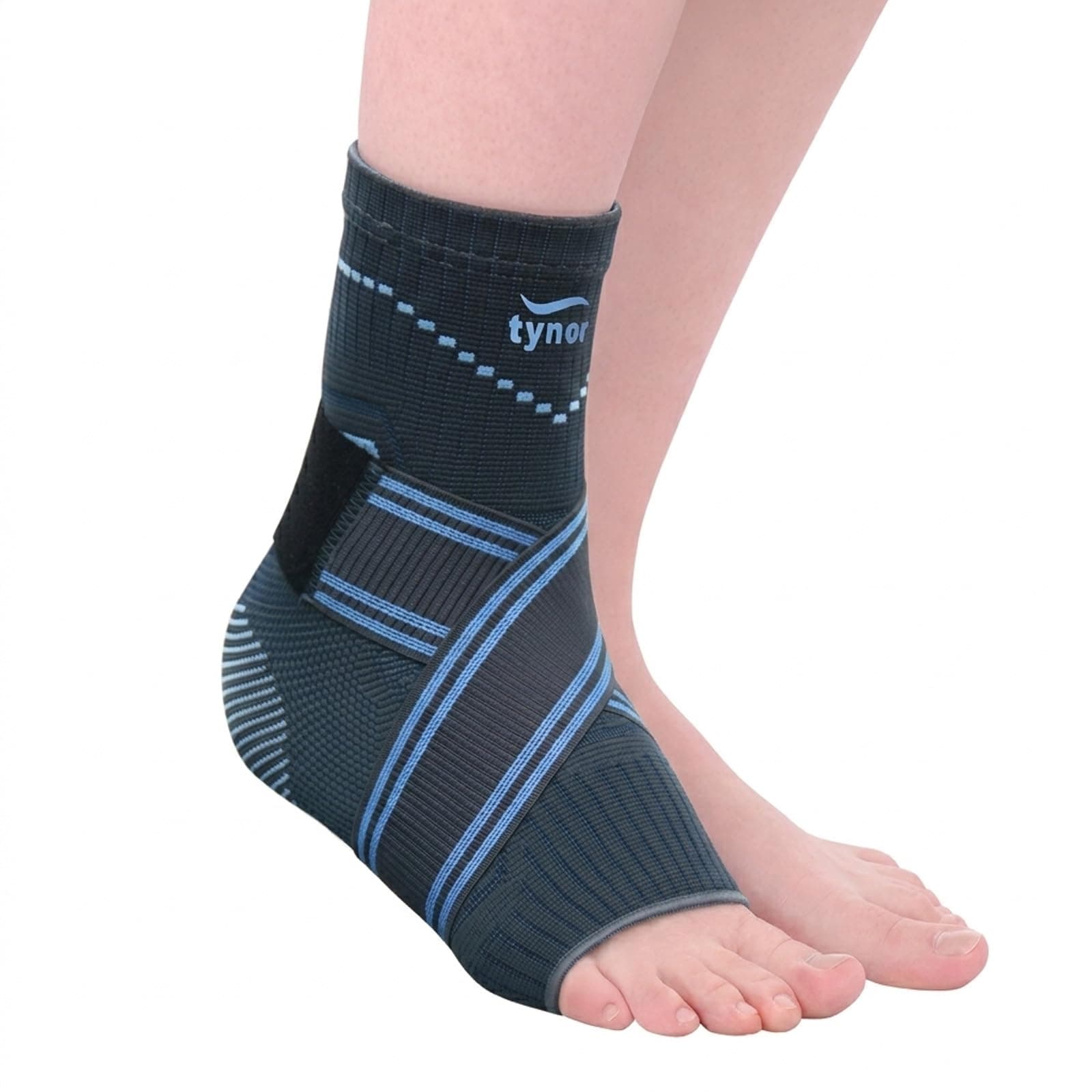 TYNOR Ankle Binder Urbane | Adjustable Compression for Pain Relief & Joint Support, Sprains & Strains | Sports & Recovery, Breathable and Comfortable Fit for Men & Women|Medium | Grey | 1 Unit
