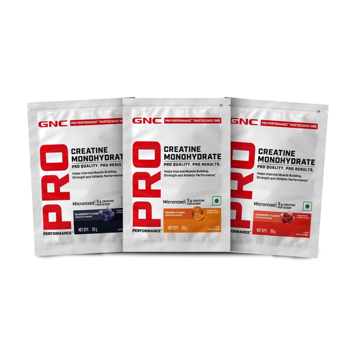 GNC Pro Performance Pure Micronized Creatine Monohydrate | 50 g| Pack of 3 | Assorted | Instantized | Fuels Muscles | Increase Muscle Mass | Rapid Absorption | Boosts Athletic Performance