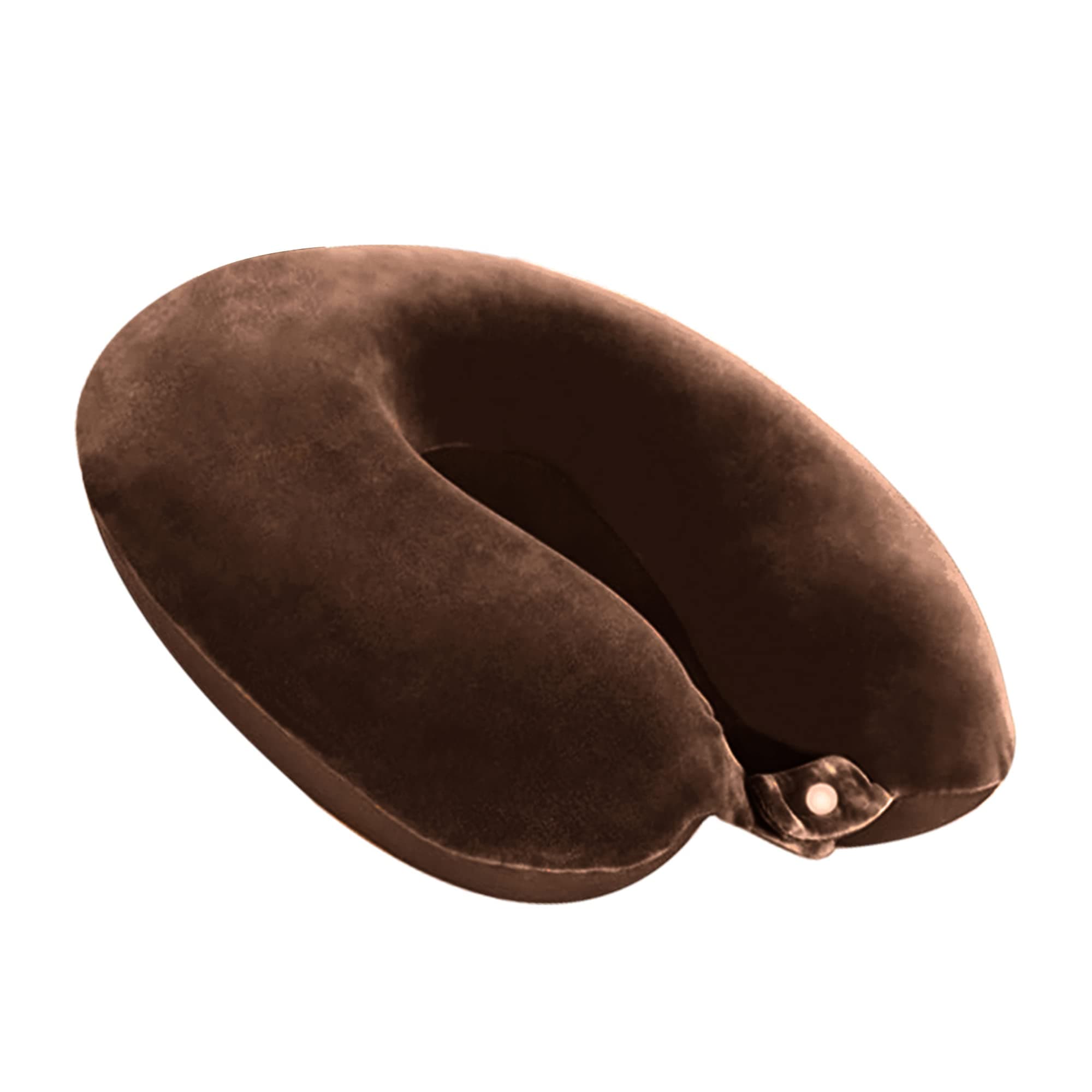 Billebon Extra Soft Memory Foam Luxury Travel Neck Support Rest Pillow with Soft Washable & Removable Cover, Multipurpose Comfortable Travel Pillow for Airplane (Brown Round)