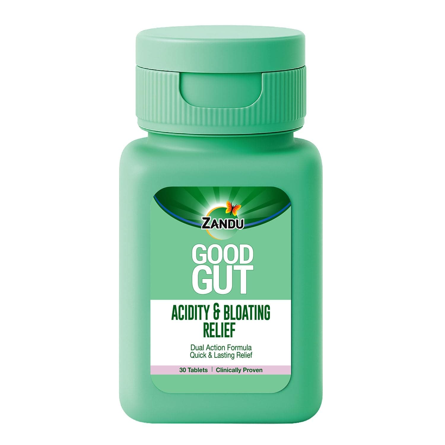 Zandu Good Gut Acidity & Bloating Relief Tablets | Clinically Proven | Instant & Long-Lasting Relief | Non-Habit Forming, 30 Tablets
