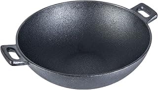 Wonderchef Forza 24 cm Cast-Iron Kadhai, Pre-Seasoned Cookware, Induction Friendly, 1.9L, 3.8mm