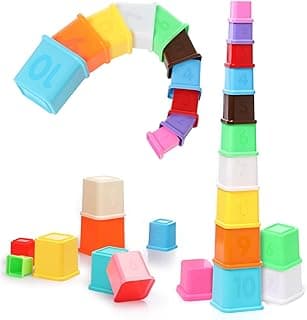 FIRSTCRY INTELLISKILLS Premium 10 Pcs Stackable Blocks&Sequencing Cubes Toy for Kids, Activity&Learning Toy for Baby,Toddlers,Preschoolers,Brain Development&Montessori Toys for 1+ Years, Birthday Gift