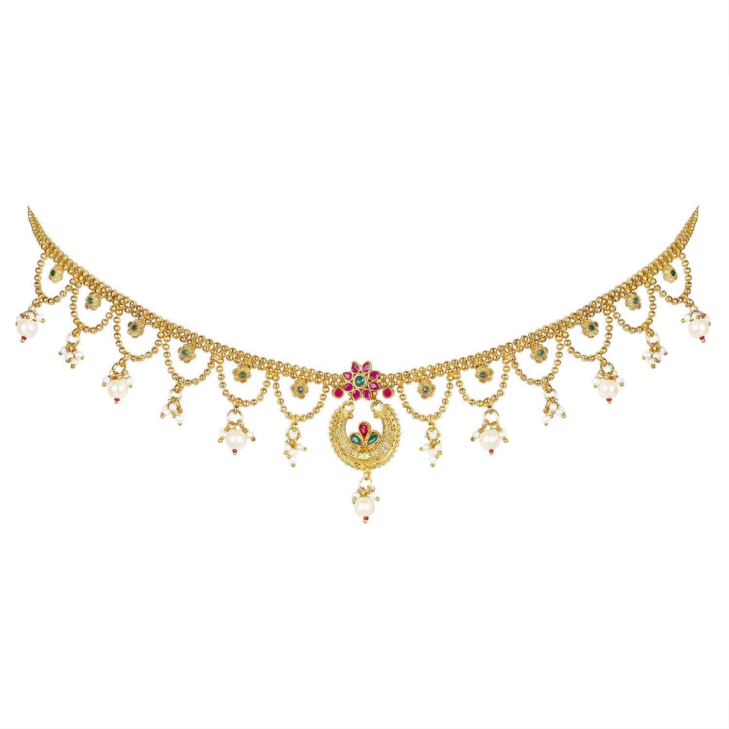 Peora Gold Plated Bridal Jewellery Set with Kamarband Gift for Women Indian Traditional Ethnic Wedding