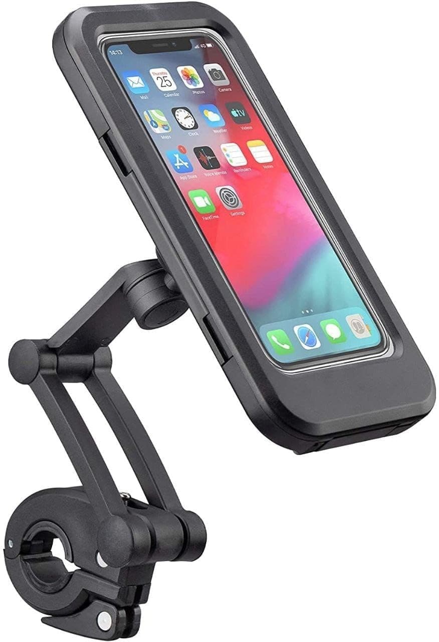 PURE VEIL Waterproof Bike Mobile Holder with Aluminum Alloy Base, 360° Rotatable Motorcycle Phone Mount Stand for Handlebar, Anti-Glare Touch-Screen Case for Bicycles, Scooters & Electric Bikes