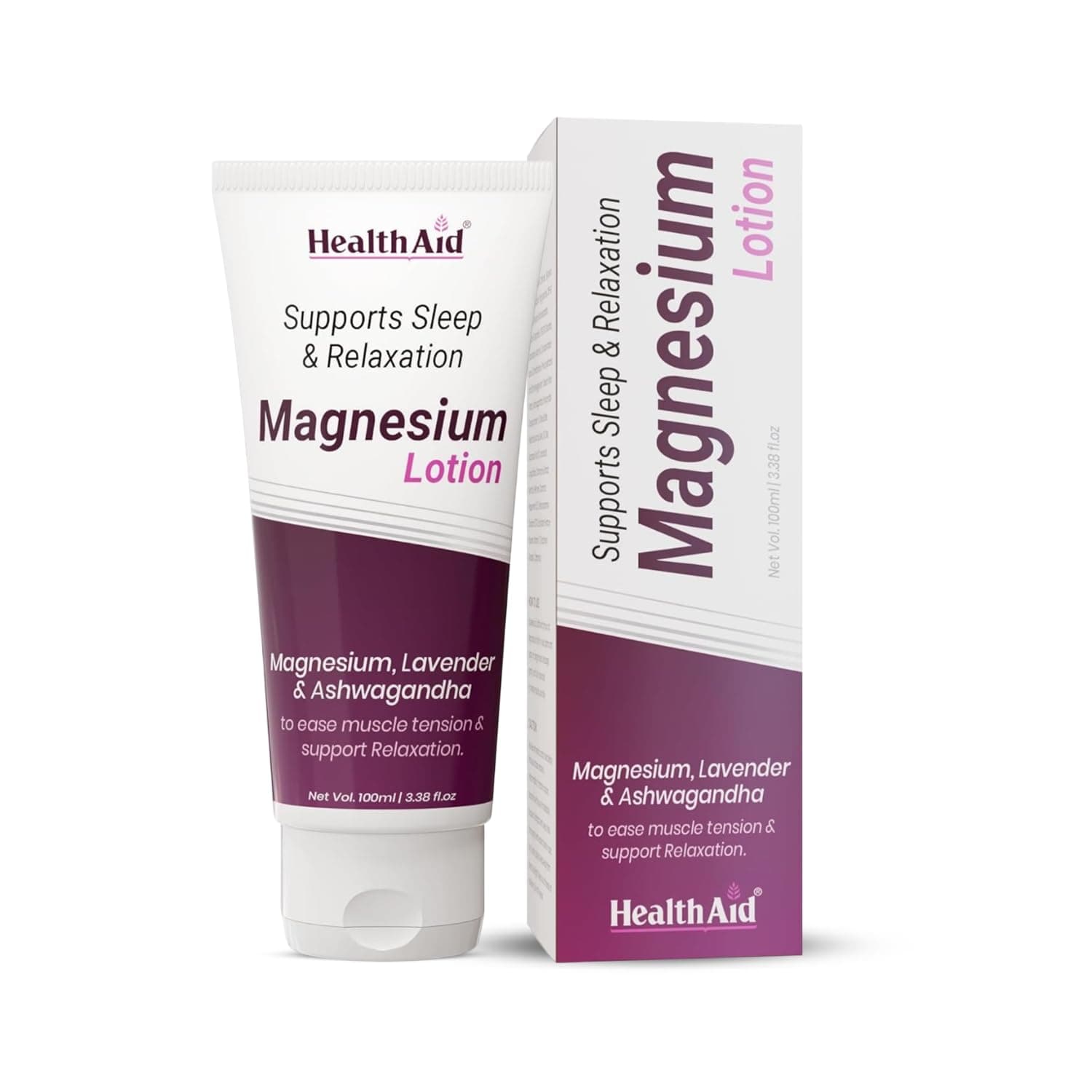HealthAid Magnesium Sleep Body Lotion – 100ml | Fast Absorbing Topical Magnesium Chloride | Deep Relaxation, Better Sleep, Muscle Recovery, Cramps Relief |Non-Greasy|