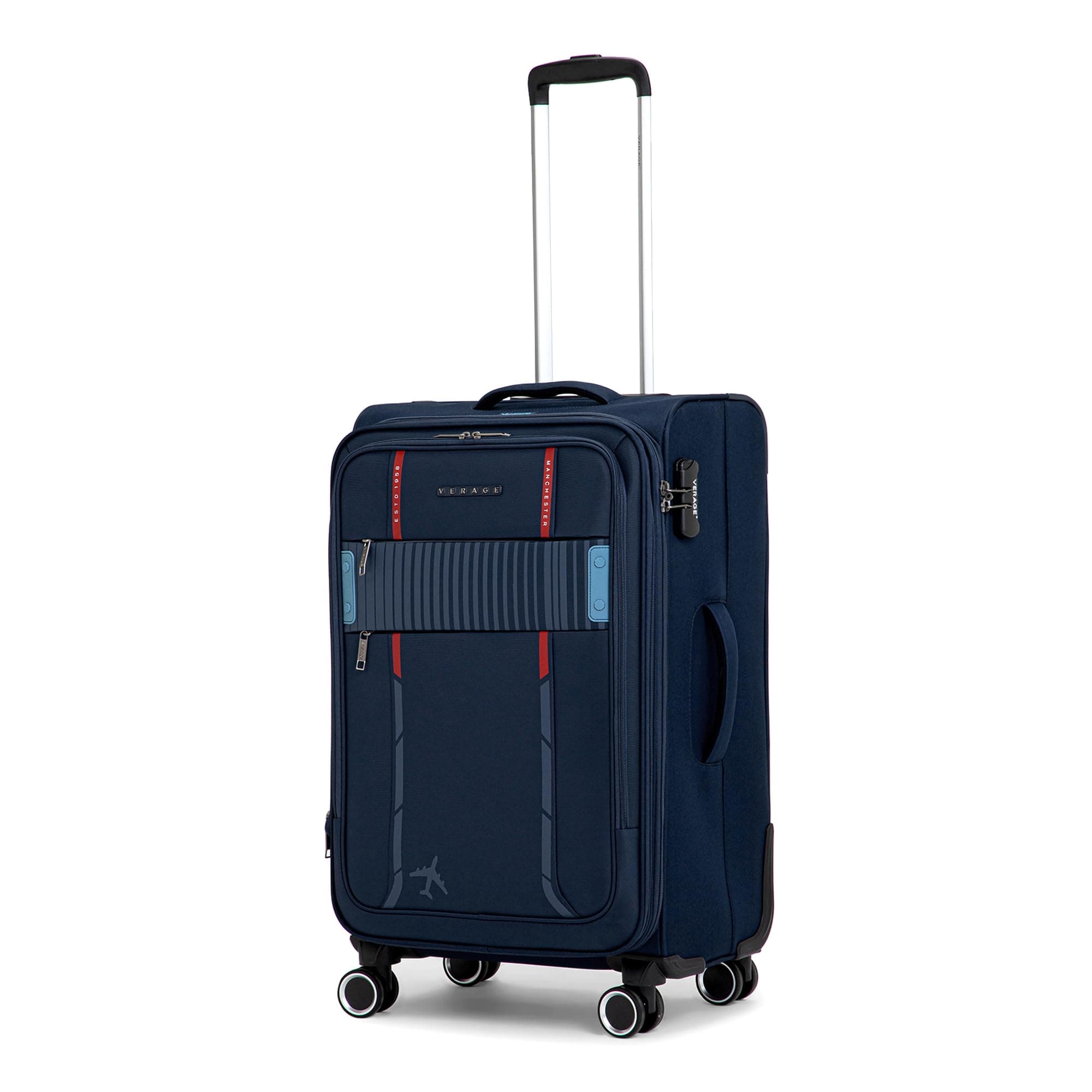 Verage Specter 70 cms Blue Soft Sided Medium Check-in Luggage Trolley Bag for Travel with Expandable & Anti Theft Zipper Suitcase Spinner for Men and Women