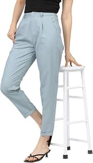 Tokyo Talkies Women's Regular Fit Peg Trousers | Stretchable Trousers| High-Rise