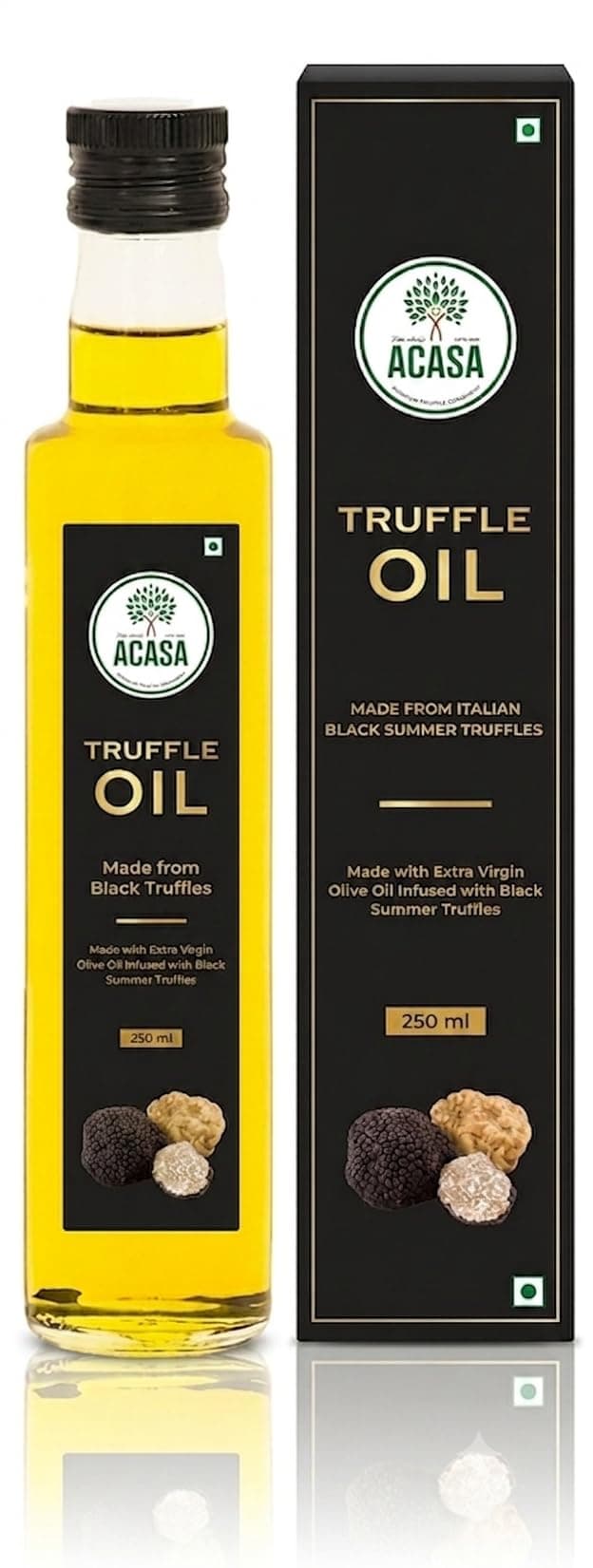 ACASA Black Truffle Oil 250 ml | Extra Virgin Olive Oil Infused with Italian Black Summer Truffle | Premium Truffle Oil for Pasta, Pizza, Risotto, Salad, Fries & Gourmet Cooking