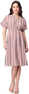 FabAlley Women Light Pink Striped Shirt Dress