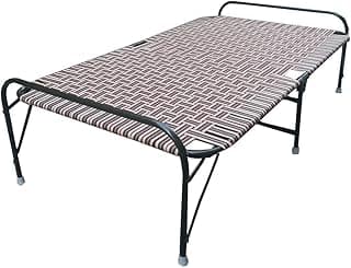 PS PARVESH Smart Metal Stainless Steel Niwar Folding Bed (Combo) for Home (Size 42X72), Fullxl, Multicolour (Bed 3.5X 6 feet)