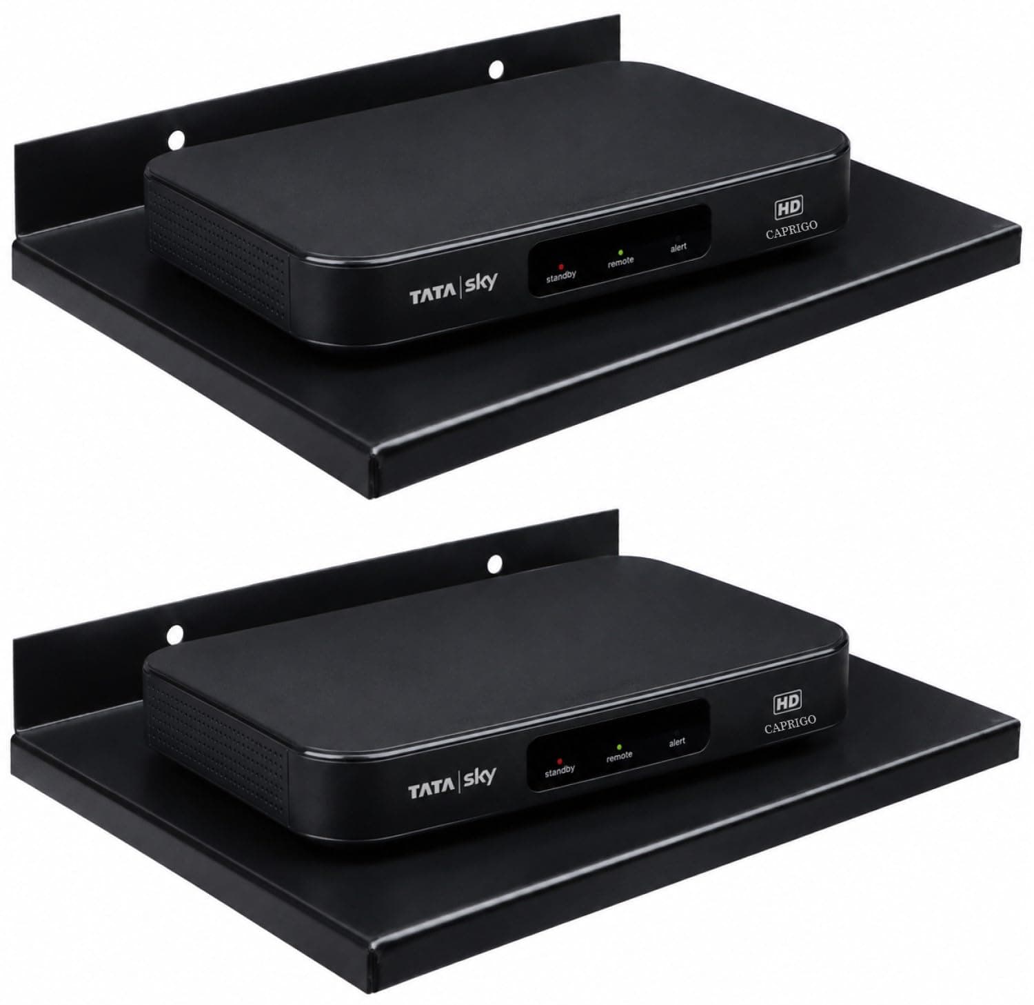 CAPRIGO Heavy-Duty Set Top Box Wall Mount Stand (Pack of 2) | WiFi Router Holder for Wall | Setup Box Stand for Home | Set-Top Box Wall Mounting Metal Shelf Bracket (Set of 2 - M445)