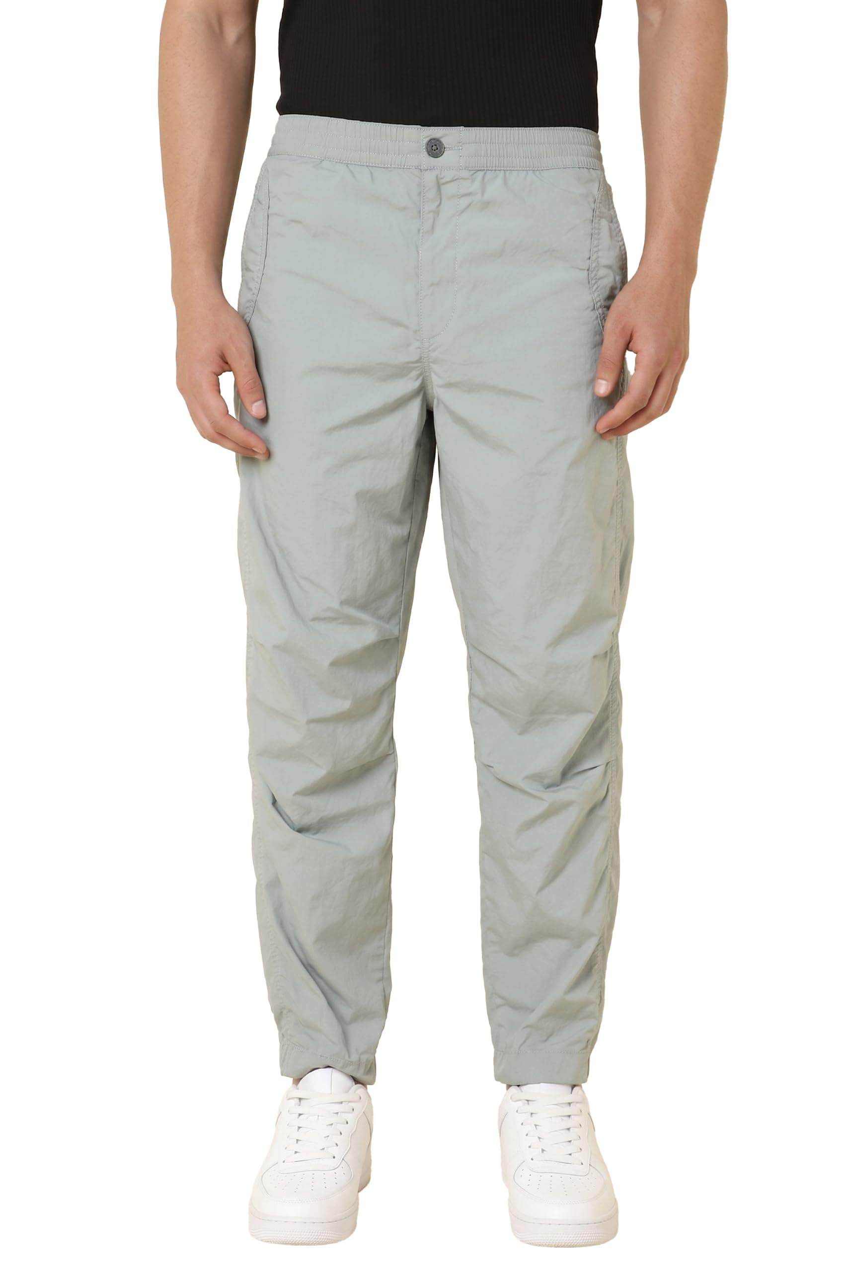 Allen Solly Men’s Regular Mid‑Rise Casual Pants | Cotton‑Blend Fabric | Solid Parachute Pants | Stylish & Comfortable Fit