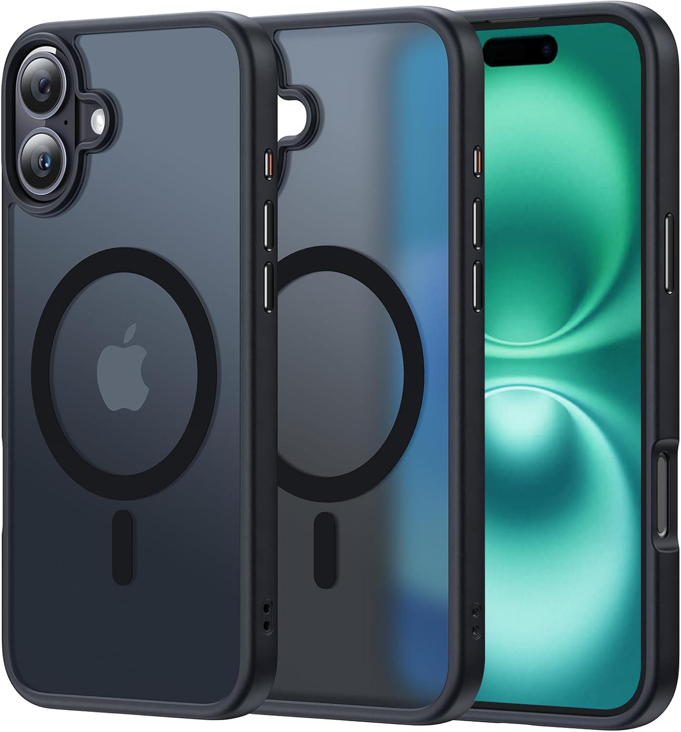 amazon basics Mobile Cover for Apple iPhone 16 Plus (Silicon Crystal Clear Slim PC & TPU, Soft & Shockproof Back Case, Magnetic Case), Black