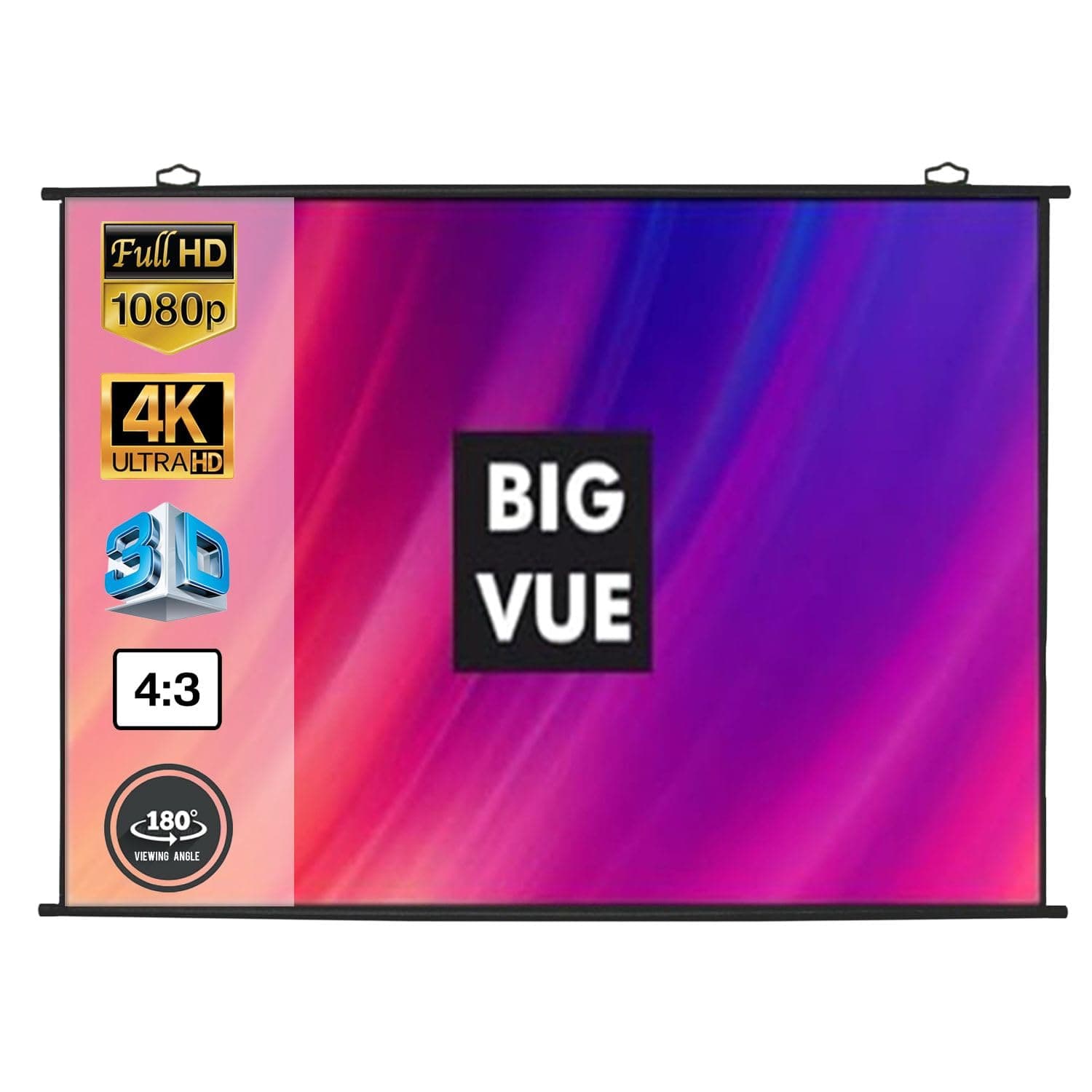 BIG VUE Universal MAP Type Projector Screen, 84 Inch Diagonal - 4:3 Aspect Ratio, Supports UHD-3D-4K, Full HD 1080 Pixels, High Gain Projection Screen for Classroom, Home Theatre & Office
