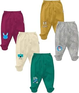 NammaBaby Unisex Regular Mid Rise Pajama Leggings with Booties Leggings I Love My Family I AM Supper Baby for New Born Baby - Set of 6