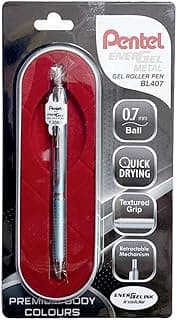Pentel Metal Energel Pen BL407 (SILVER) BLUE INK