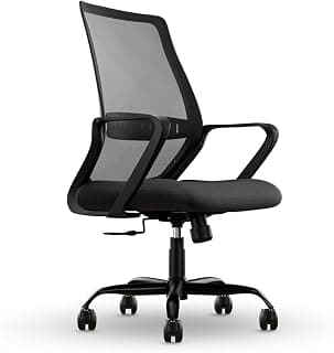 CELLBELL Desire Pro Mid Back Mesh Office Chair Adjustable Study Chair/Computer Chair with Revolving Seat, Stylisk Backrest, Lumbar Support, Metal Base for Work from Home (Black)