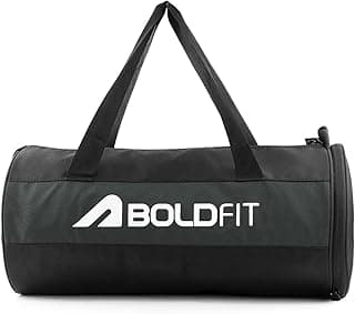 Boldfit Gym Bags for Men with Separate Shoe Compartment Unisex Duffle Bag for Carry & Travel Adjustable for Shoes Towel Duffel Sports Bag for Women & Men 20L - Black Grey