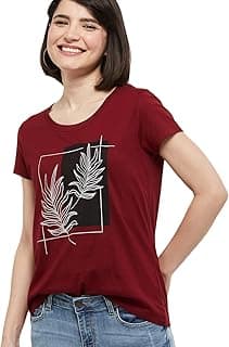 Max Women's Cotton Regular Fit Printed Round Neck T-Shirt