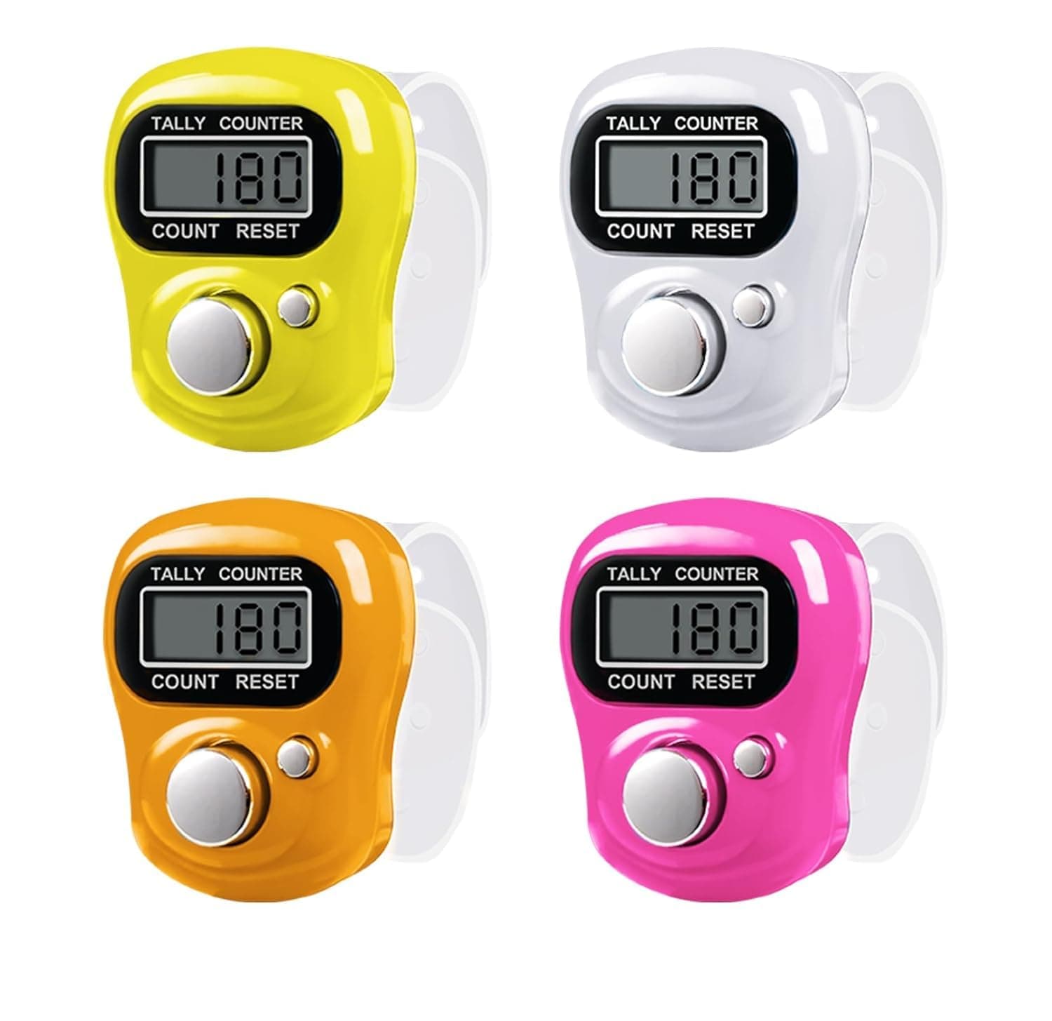 Mantra Counting Device Tally Counter Finger Ring (Pack-4), jaap Counting Machine, Counter Chanting Mantra, Digital Counter for jaap, Ring Counter, naam jab Counter, namjap Counter(Multi Color)